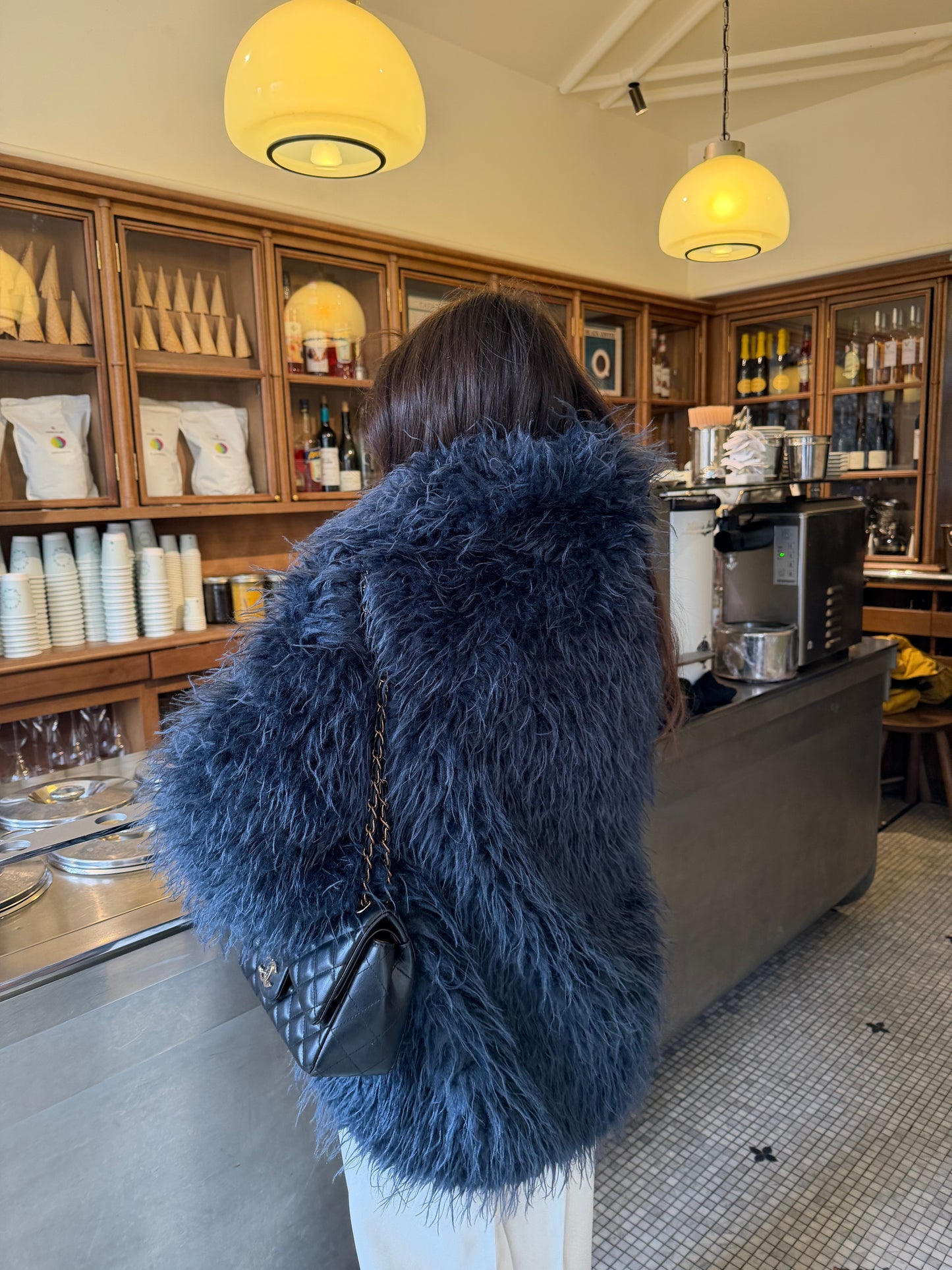 Curly Fur Jacket in Blue