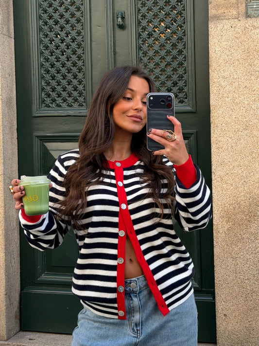 Carol Cardigan With Red Details