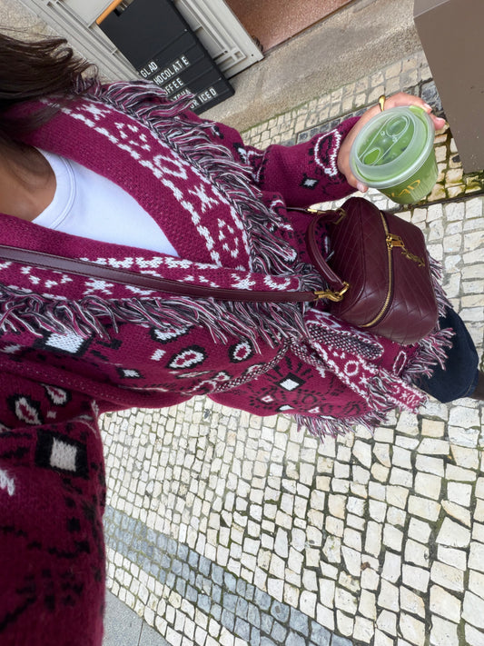 Bandana Long Jacket in Burgundy