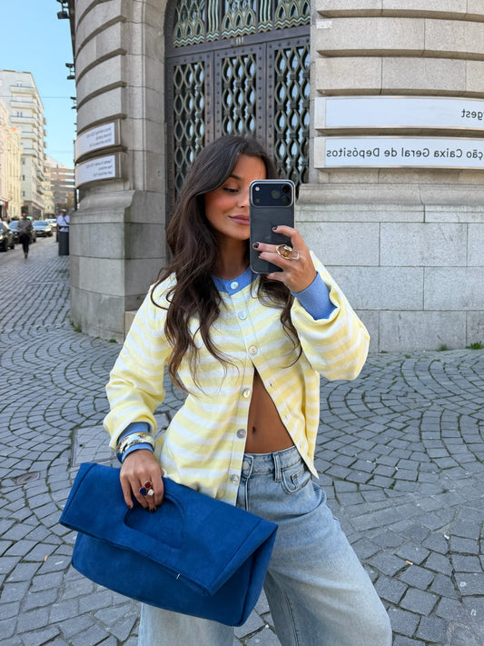 Carol Cardigan With Sky Blue Details