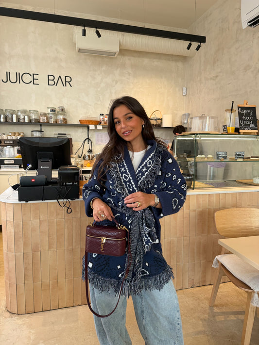 Bandana Long Jacket in Blue