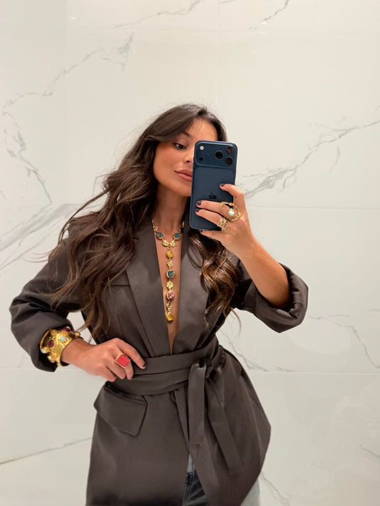 Must-have Belted Blazer in Chocolate